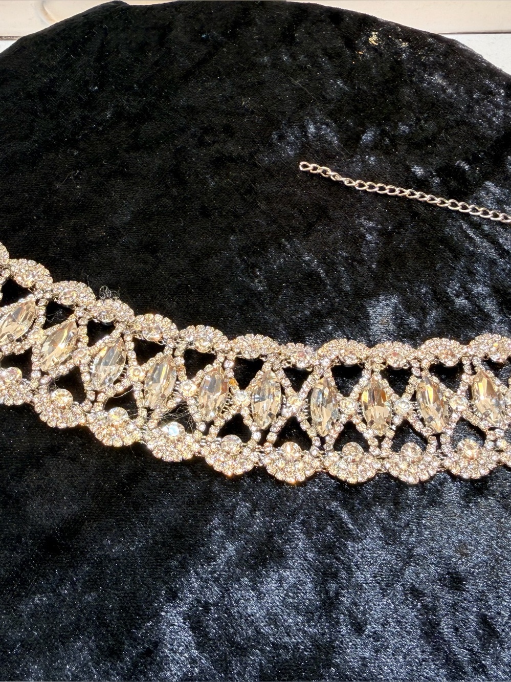 Crystal Statement Choker Necklace -silver Tone